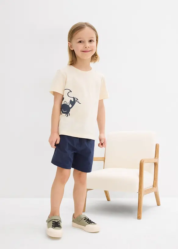 T-shirt e pantaloni corti in jersey di puro cotone biologico (set 2 pezzi), bonprix
