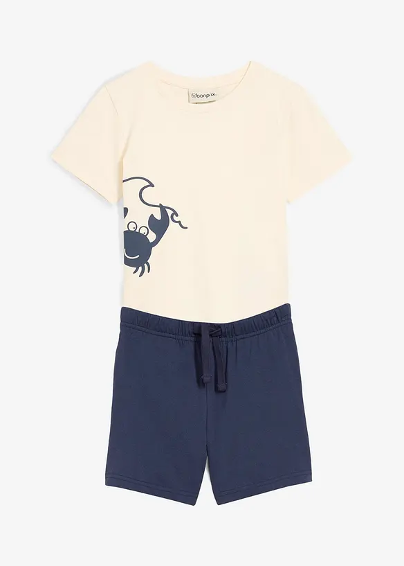 T-shirt e pantaloni corti in jersey di puro cotone biologico (set 2 pezzi), bonprix