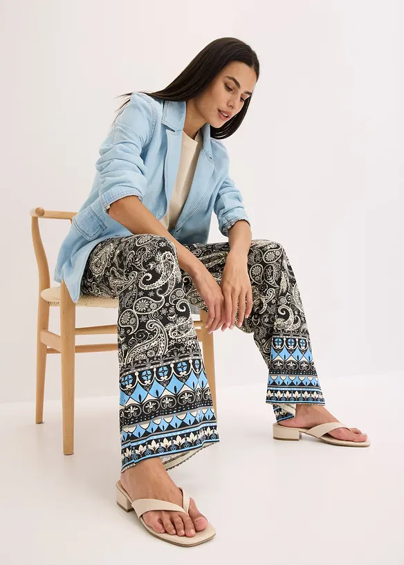 Pantaloni a palazzo in misto viscosa morbido, bonprix