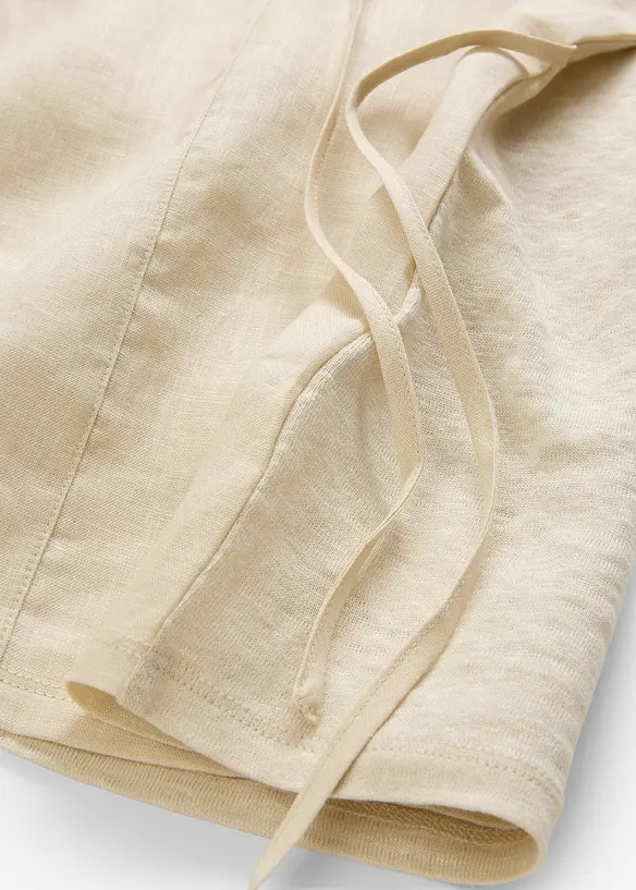 Maglia in puro lino con inserto in tessuto, bonprix