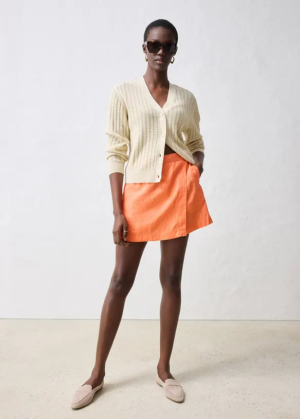 Gonna pantalone in puro lino, bonprix