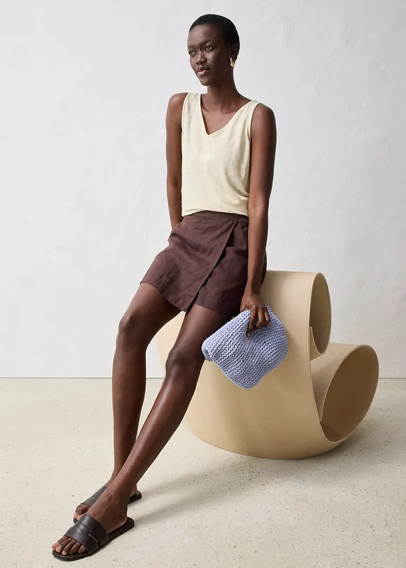 Gonna pantalone in puro lino, bonprix