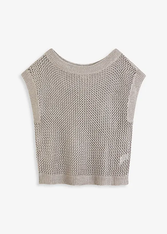 Maglione traforato in filato a nastro lucido, bonprix