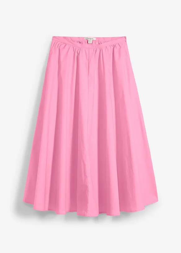 Gonna midi in misto cotone elasticizzato, bonprix