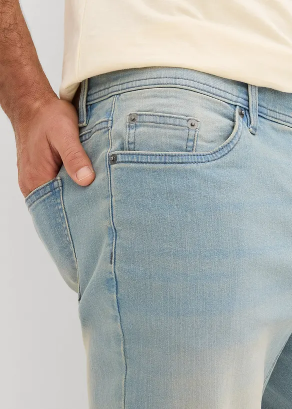 Bermuda di jeans elasticizzati con cavallo rafforzato, regular fit, bonprix