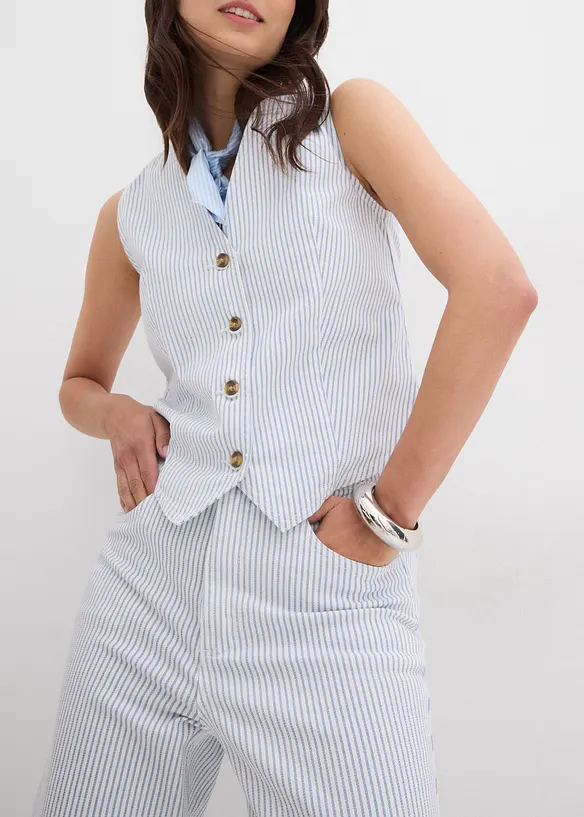 Jeans wide leg cropped, vita alta, bonprix