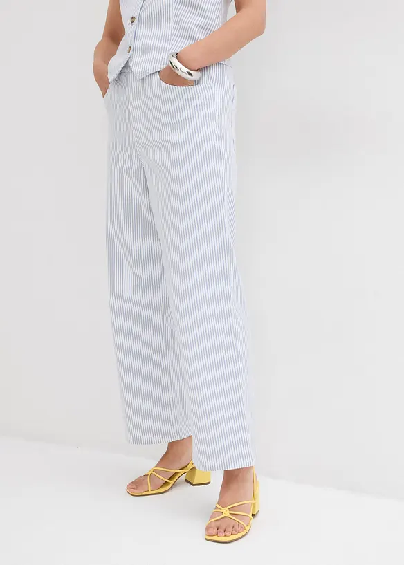 Jeans wide leg cropped, vita alta, bonprix
