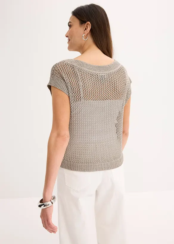Maglione traforato in filato a nastro lucido, bonprix