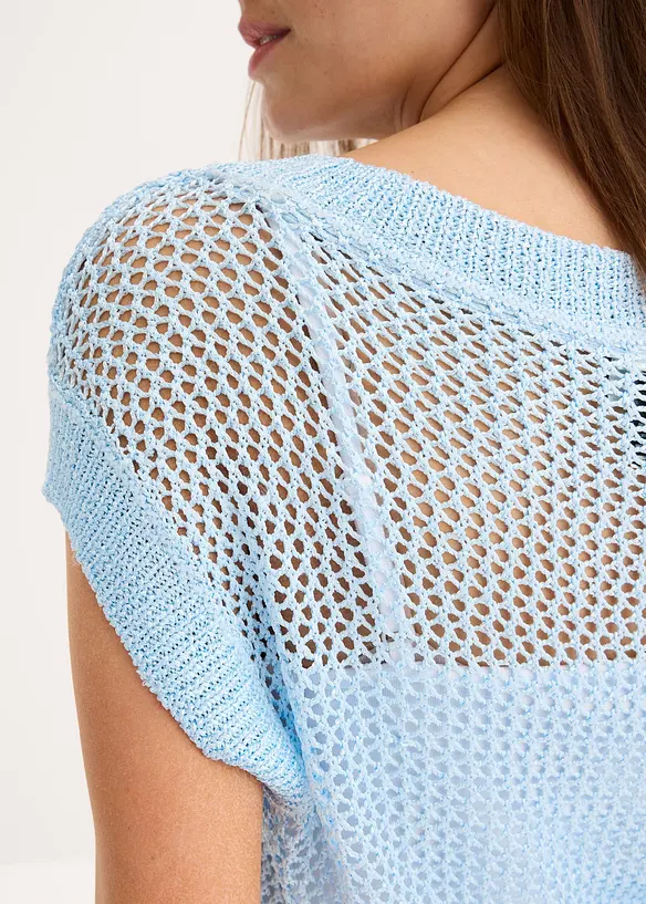 Maglione traforato in filato a nastro lucido, bonprix