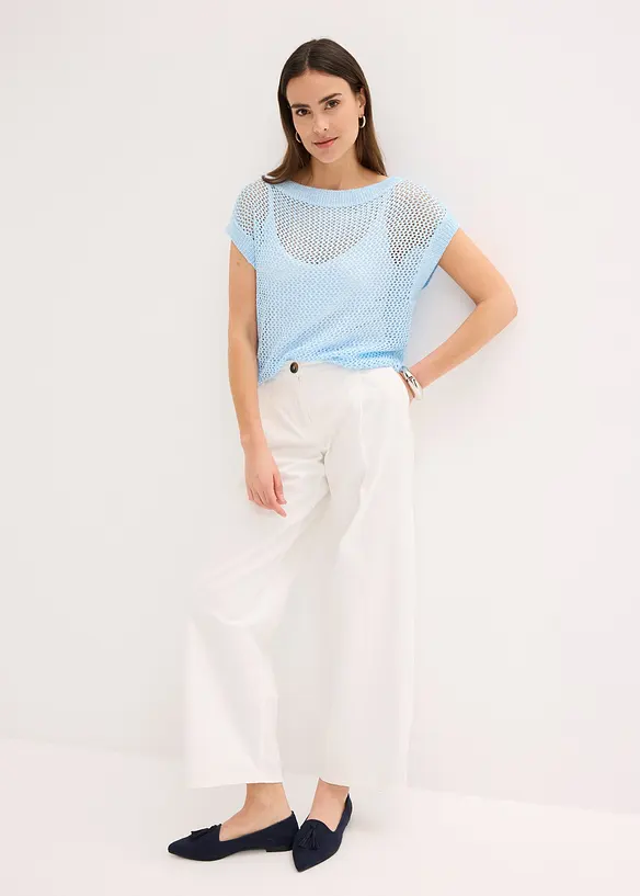 Maglione traforato in filato a nastro lucido, bonprix