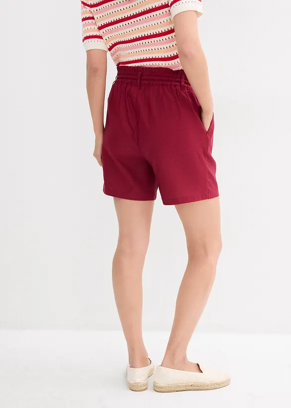 Shorts paper bag in misto lino, bonprix