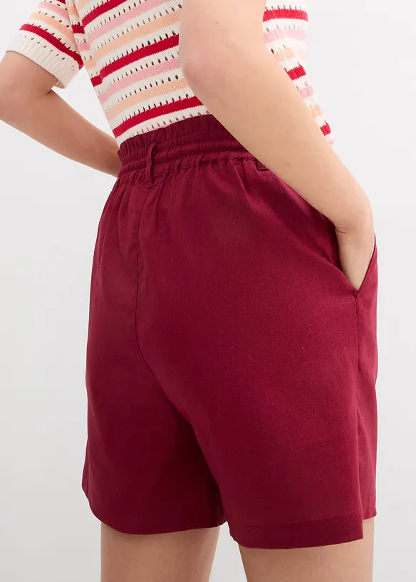 Shorts paper bag in misto lino, bonprix
