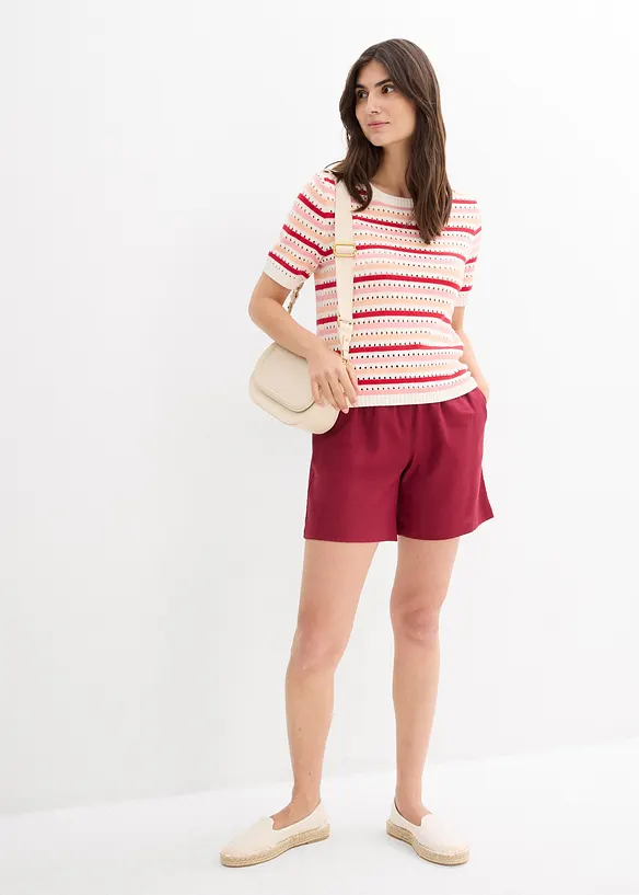 Shorts paper bag in misto lino, bonprix