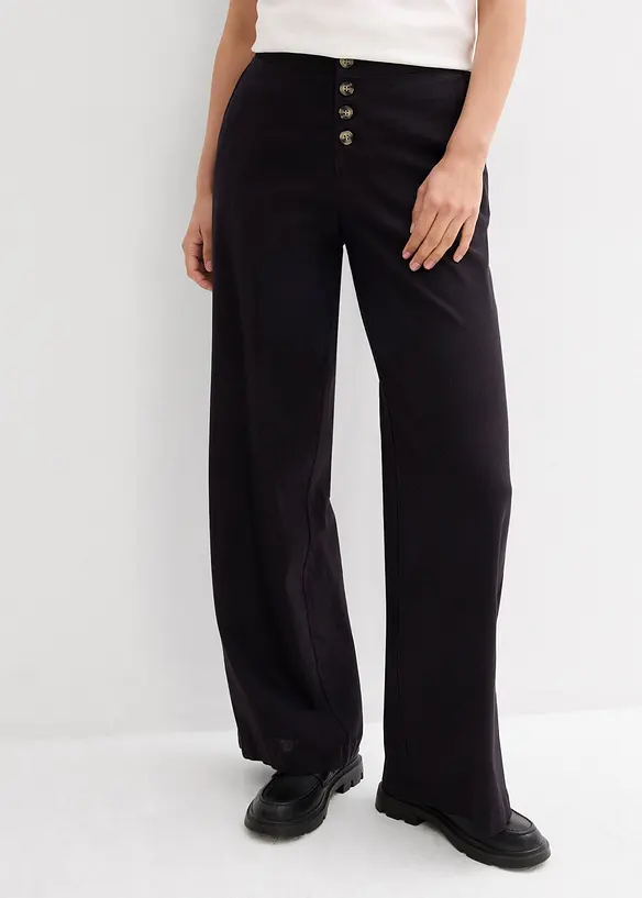 Pantaloni a palazzo lunghi in misto lino, bonprix