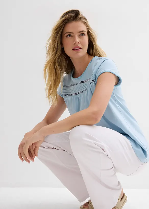 Maglia in cotone con pizzo, bonprix