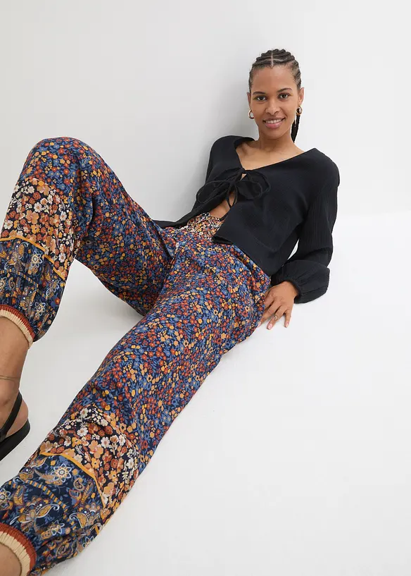 Pantaloni con elastico in vita in viscosa fluente, bonprix