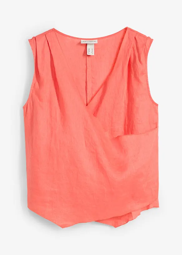 Top in puro lino con effetto a portafoglio, bonprix