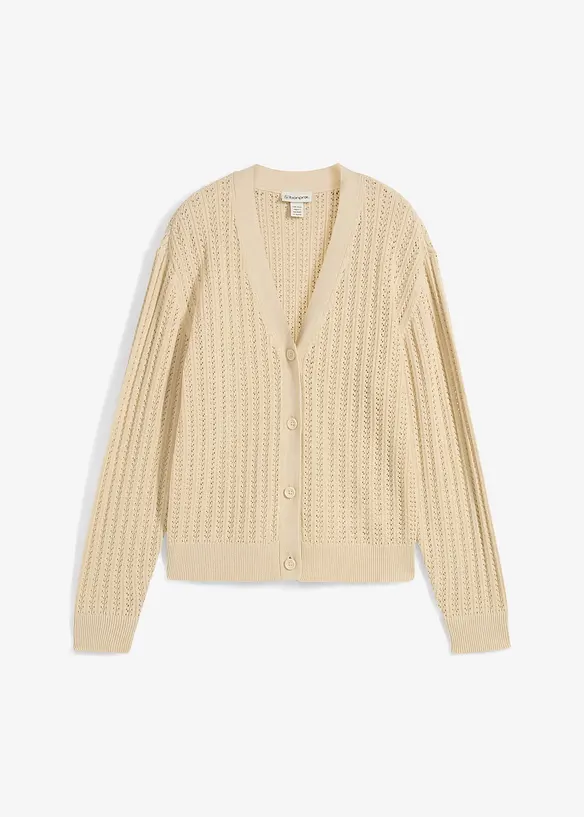 Cardigan traforato in misto lino, bonprix