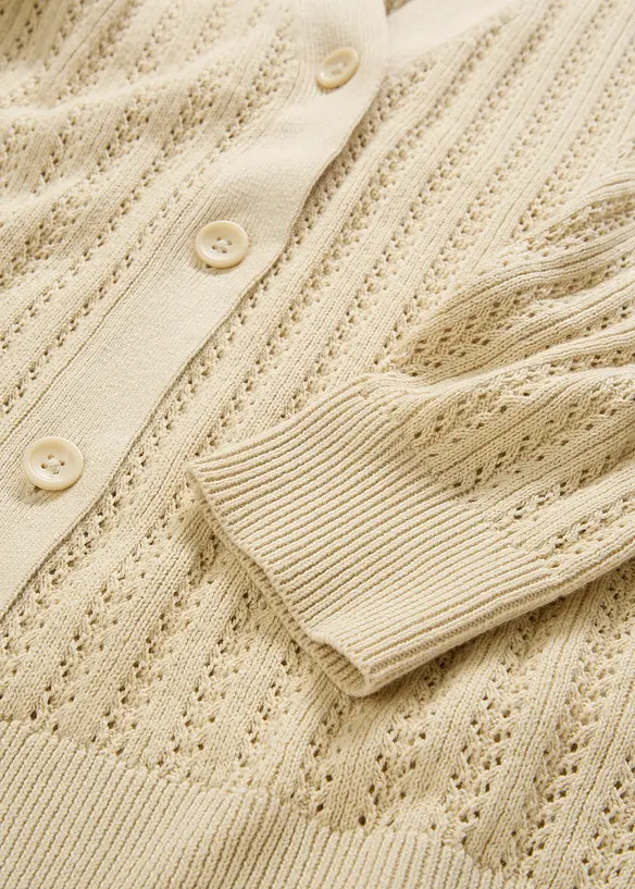 Cardigan traforato in misto lino, bonprix
