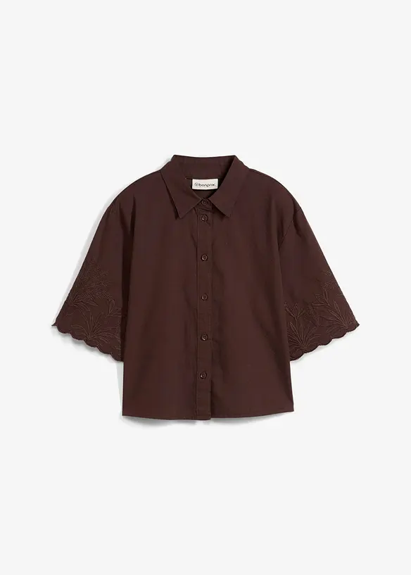 Camicia cropped in misto lino, bonprix