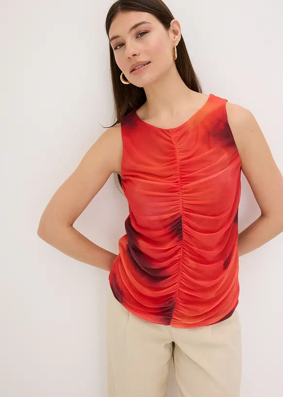 Top fantasia in mesh morbido, bonprix