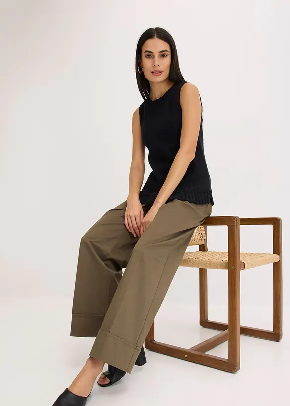 Top in maglia di cotone con lavorazione a rilievo, bonprix
