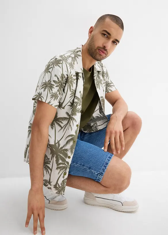 Camicia a maniche corte in viscosa, slim fit, bonprix