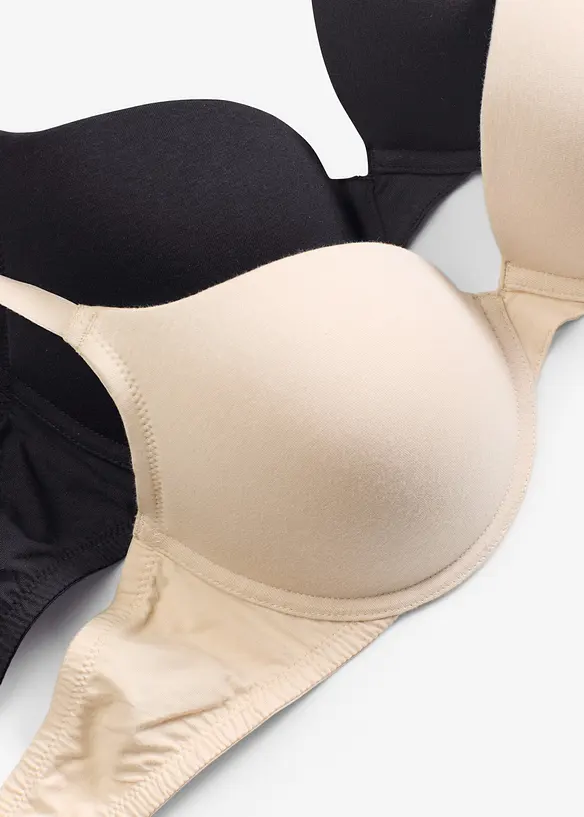 Reggiseno push-up con ferretto e cotone (pacco da 2), bonprix