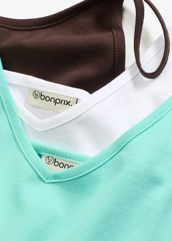 Top con spalline sottili in puro cotone (pacco da 3), bonprix
