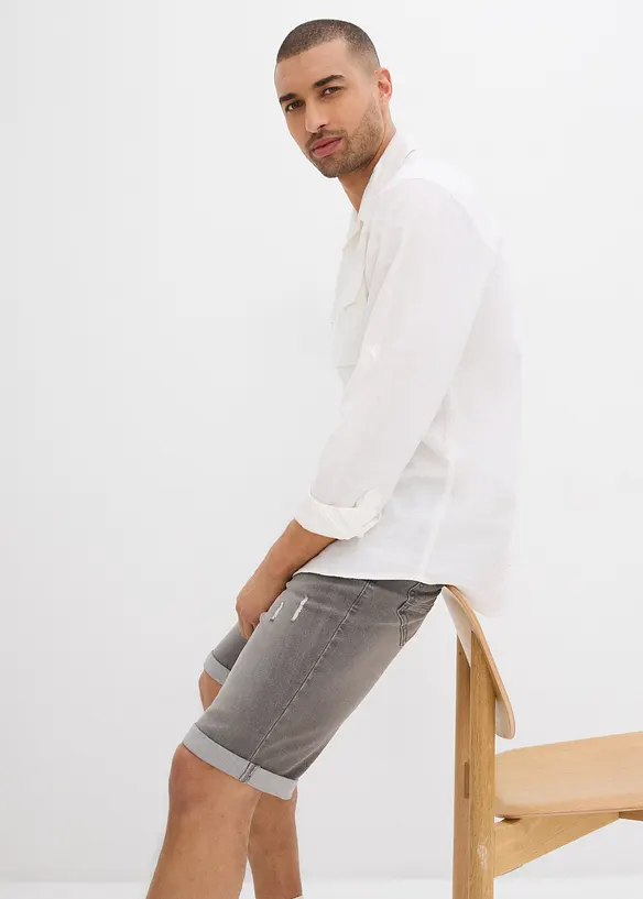 Bermuda elasticizzati in jeans con fondo risvoltato, regular fit, bonprix