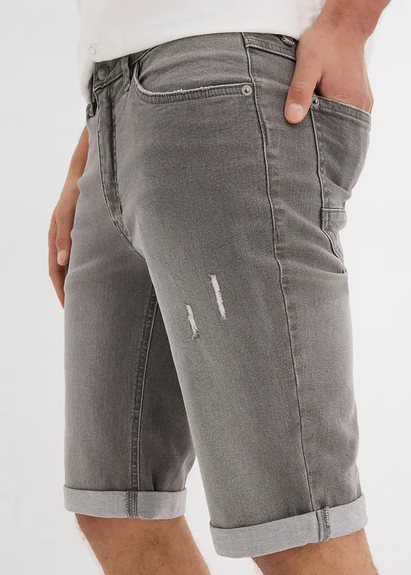 Bermuda elasticizzati in jeans con fondo risvoltato, regular fit, bonprix
