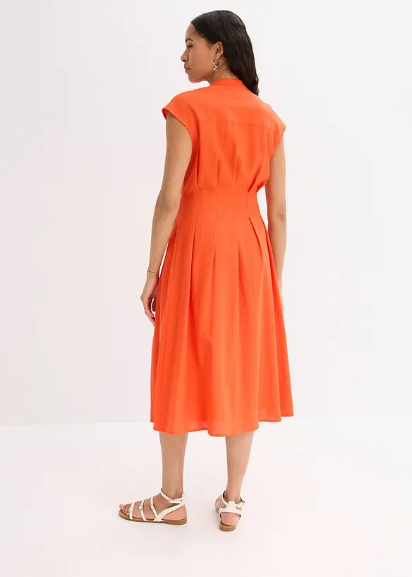 Abito midi in misto lino leggero, bonprix