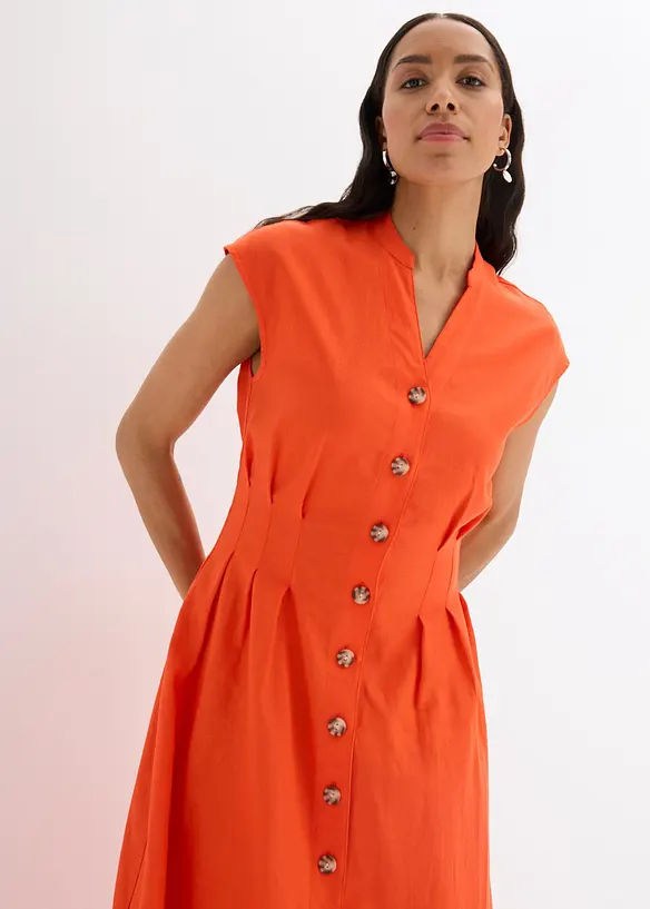 Abito midi in misto lino leggero, bonprix