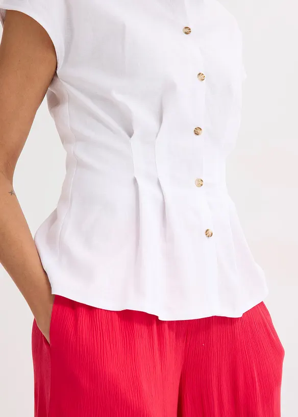 Blusa a maniche corte in misto lino fresco e leggero, bonprix