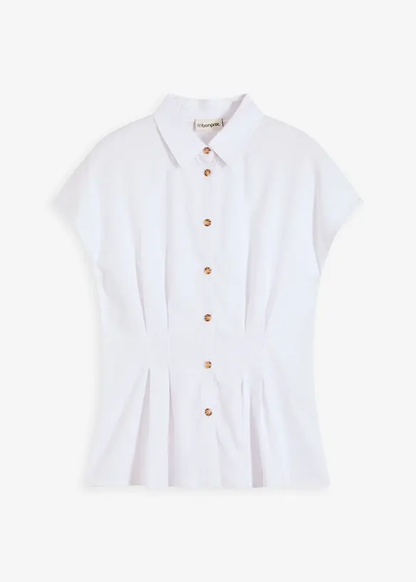 Blusa a maniche corte in misto lino fresco e leggero, bonprix