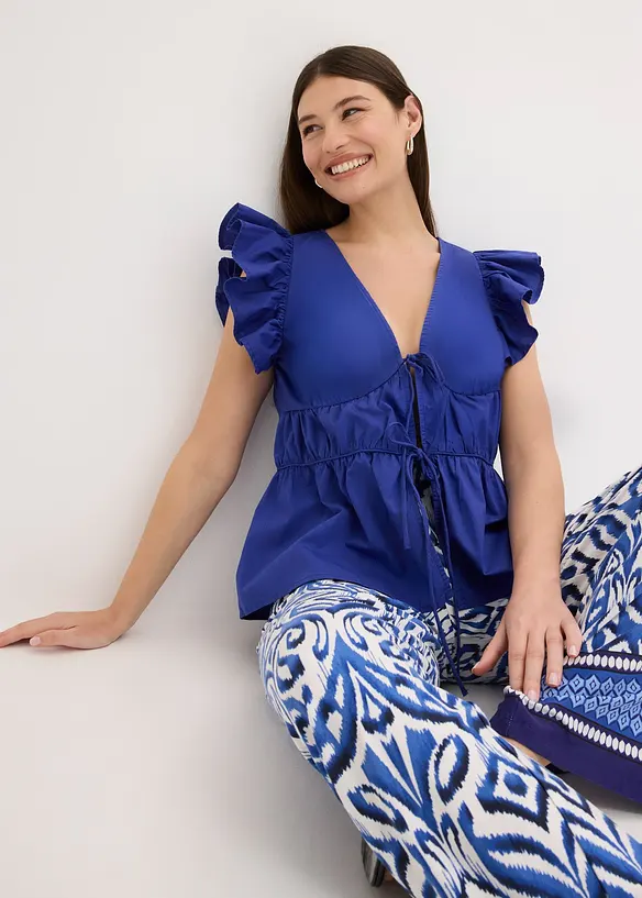 Blusa con laccetti in puro cotone, bonprix