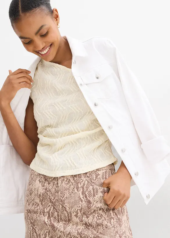 Top monospalla con effetto strutturato, bonprix