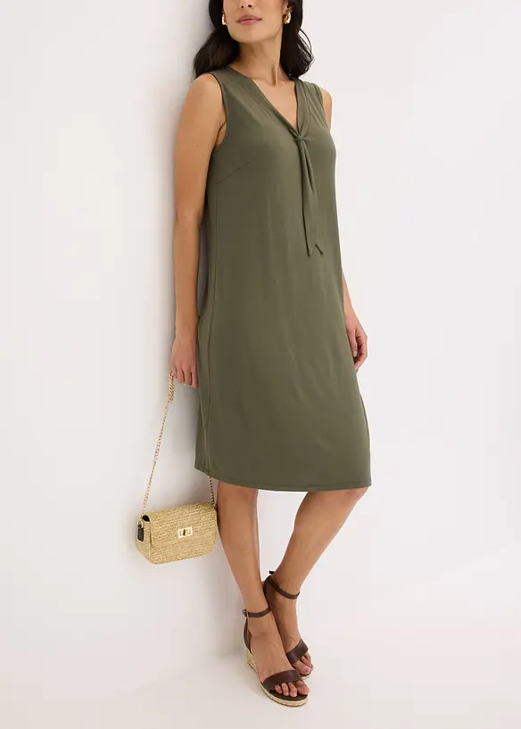 Abito in maglina con fiocco allo scollo, bonprix