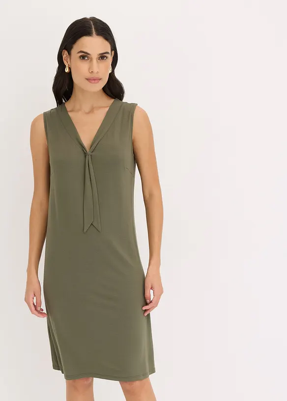 Abito in maglina con fiocco allo scollo, bonprix