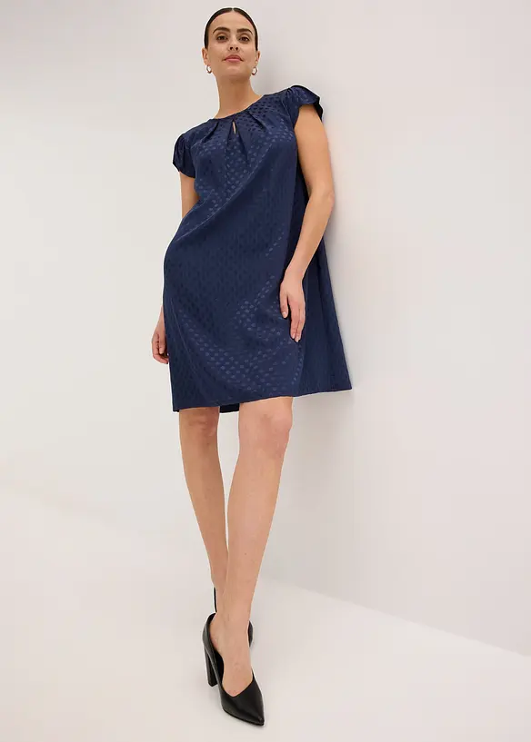 Abito jacquard con eleganti dettagli a pieghe, bonprix