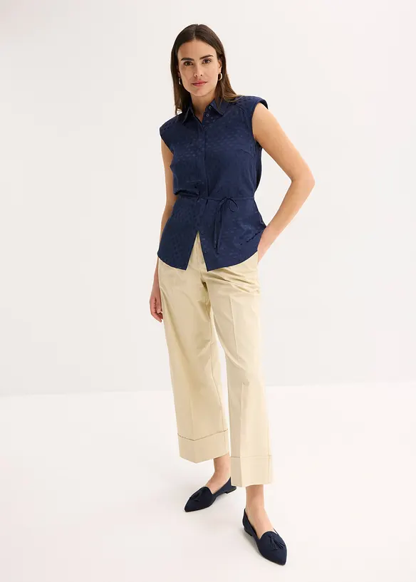 Blusa in satin con laccetti da annodare, bonprix