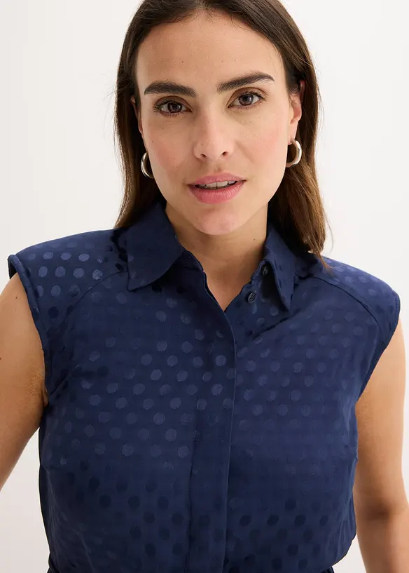 Blusa in satin con laccetti da annodare, bonprix