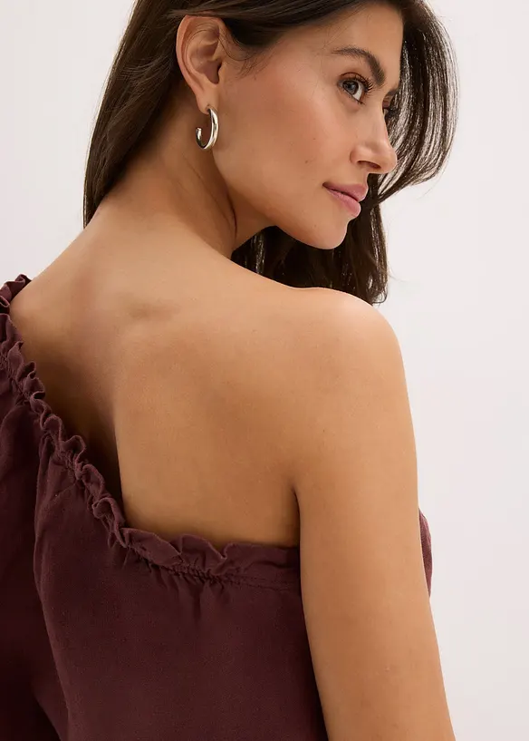 Blusa monospalla in misto lino, bonprix