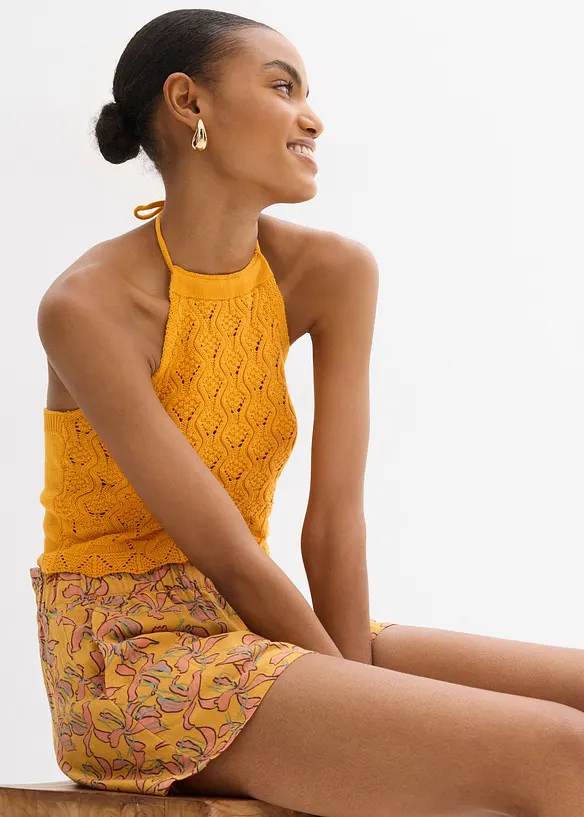 Top in maglia con scollo all'americana, bonprix