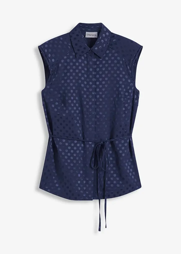 Blusa in satin con laccetti da annodare, bonprix