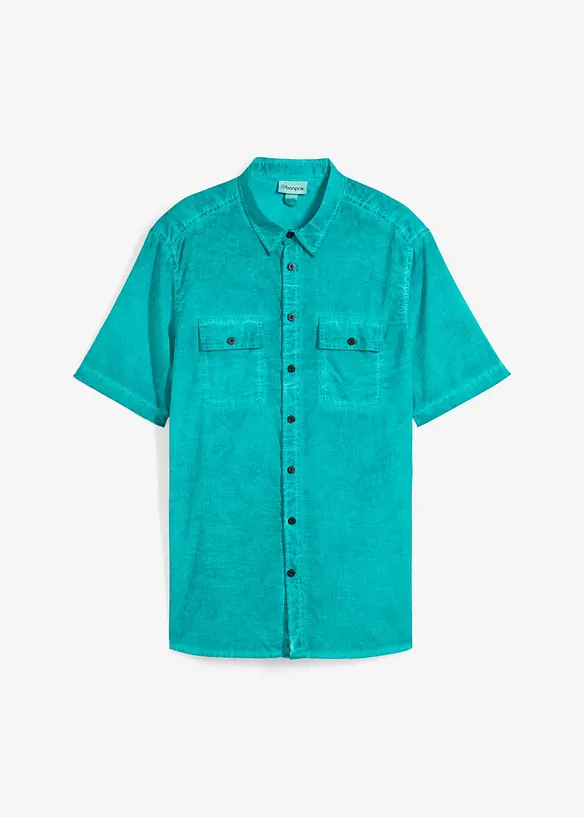 Camicia effetto lavato a maniche corte, bonprix
