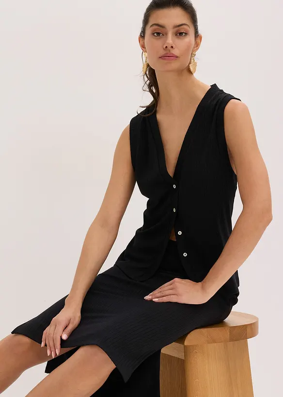 Gilet effetto maglia a coste, bonprix