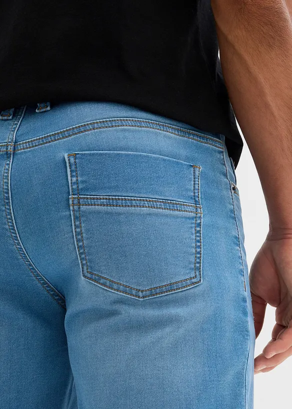Bermuda di jeans in felpa, slim fit (pacco da 2), bonprix