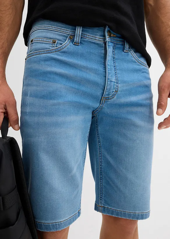 Bermuda di jeans in felpa, slim fit (pacco da 2), bonprix