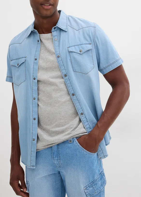 Bermuda cargo in jeans di puro cotone leggero, relaxed fit (pacco da 2), bonprix